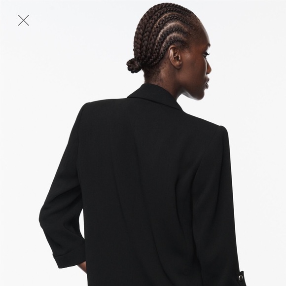 NWT Zara Black Blazer with Rolled Sleeves, Size L - Picture 6 of 8